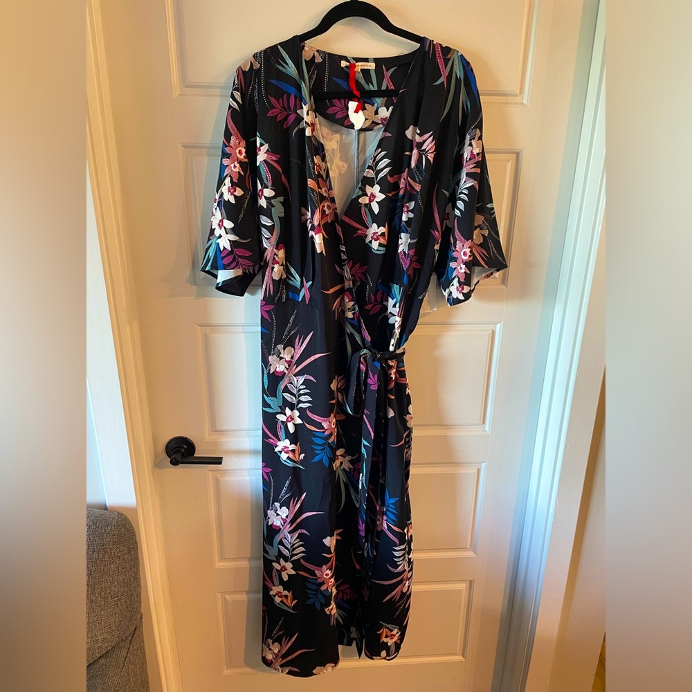 Standards & Practices floral v-neck wrap maxi dress